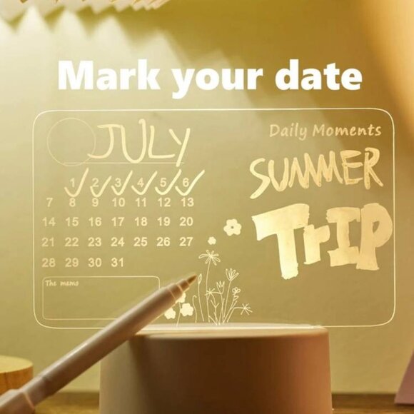 LED Acrylic Writing Board Calendar - USB Desk Lamp & Night Light | Multifunction - Picture 1 of 8